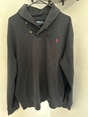Polo by Ralph Lauren Black Shawl Collar Pullover with Red Pony